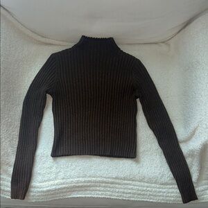 SHEIN Brown Ribbed Turtleneck Sweater